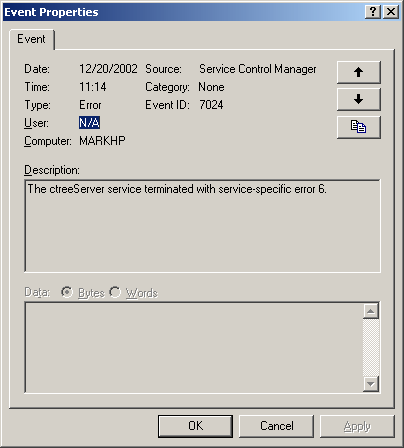 Windows 2000 Service configuration options