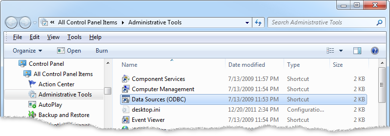ODBC Quick Start - Control Panel