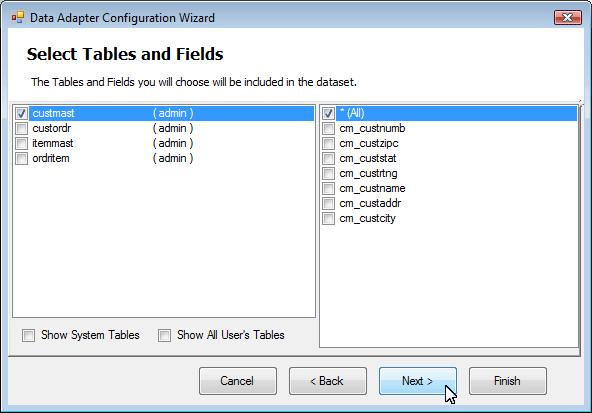 ADO.NET Visual Tutorial Custmast ALL Fields