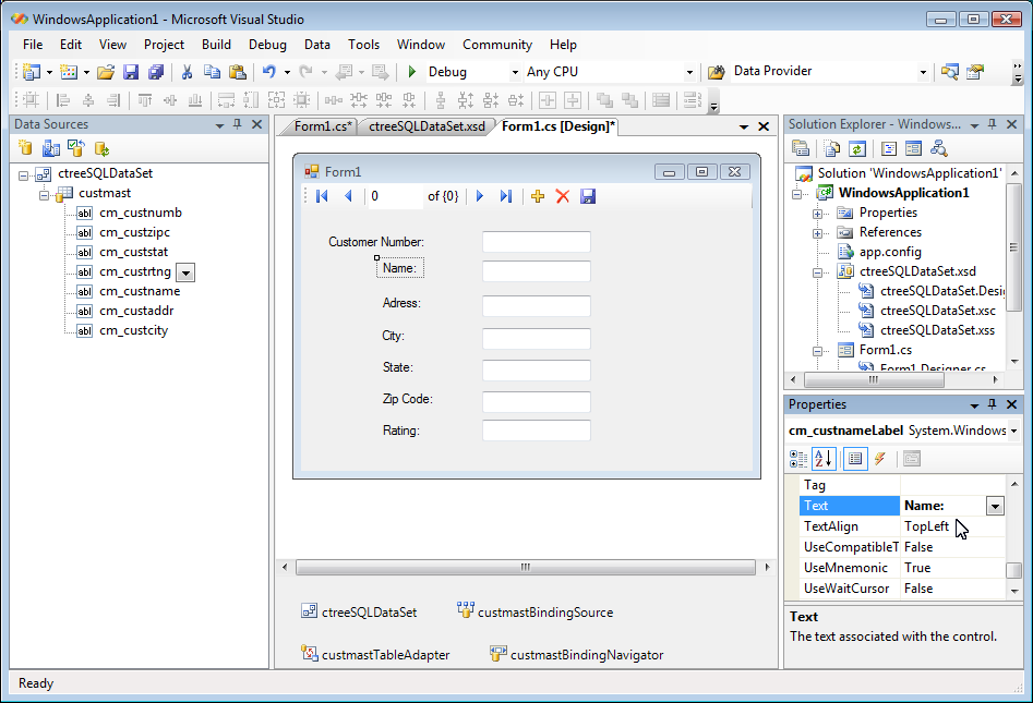 ADO.NET Visual Tutorial A Drag To Form