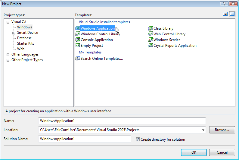 ADO.NET Visual Tutorial New Project