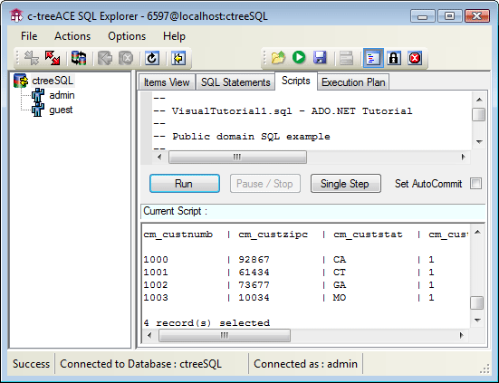 ADO.NET Visual Tutorial Run SQL Script