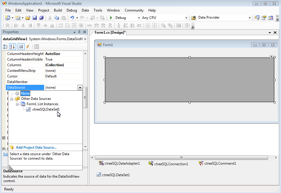 Visual studio как добавить ado net