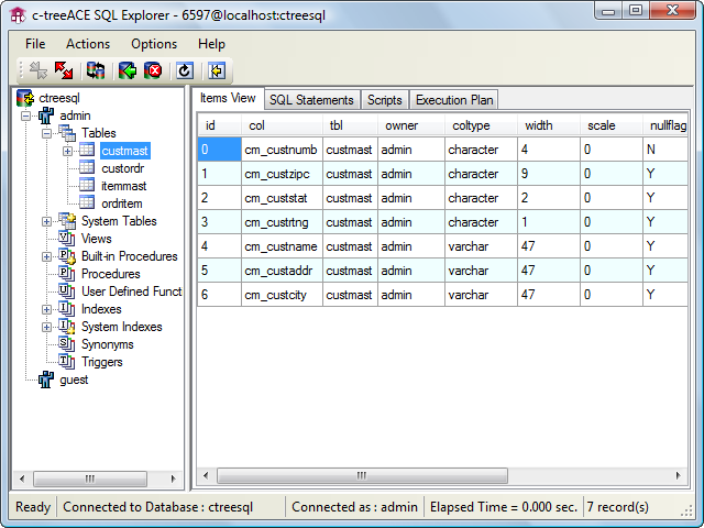 c-treeACE SQL Explorer