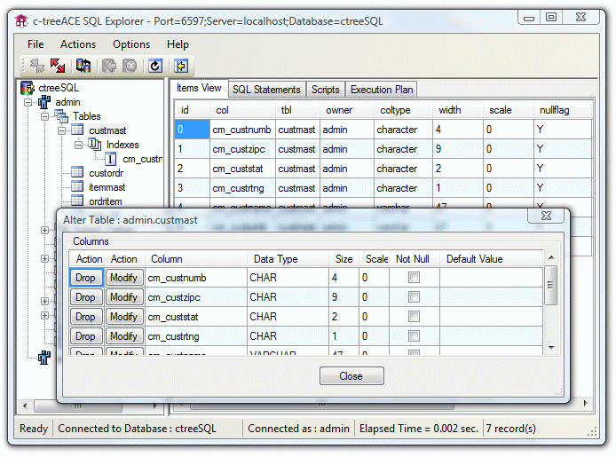c-treeACE SQL Explorer Screenshot