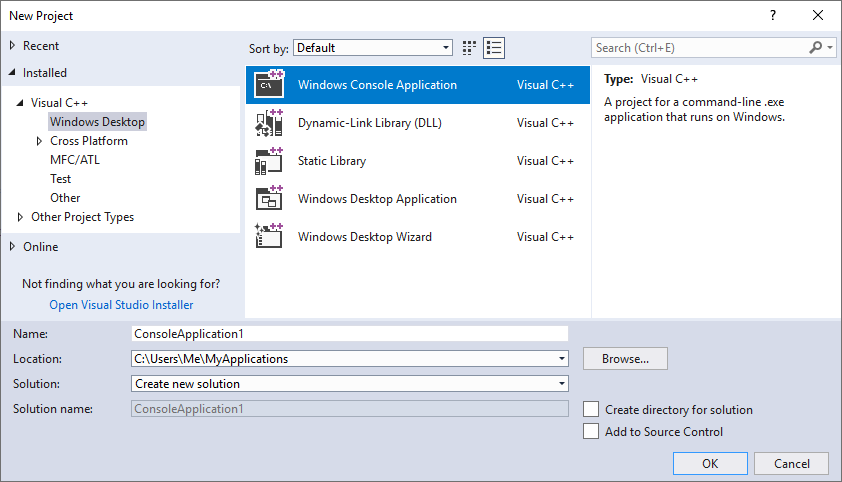 Building a New C Project in Microsoft Visual Studio