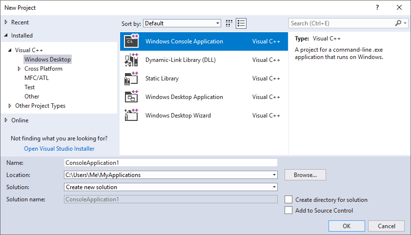 Building A New C Project In Microsoft Visual Studio