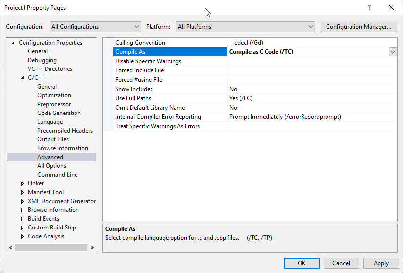 Building A New C Project In Microsoft Visual Studio