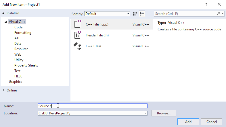 Step 2 - Add a new .c file to that project