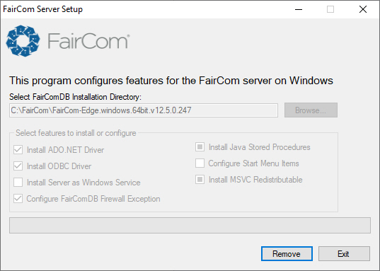 FairComConfig.exe Windows Utility in Remove Mode