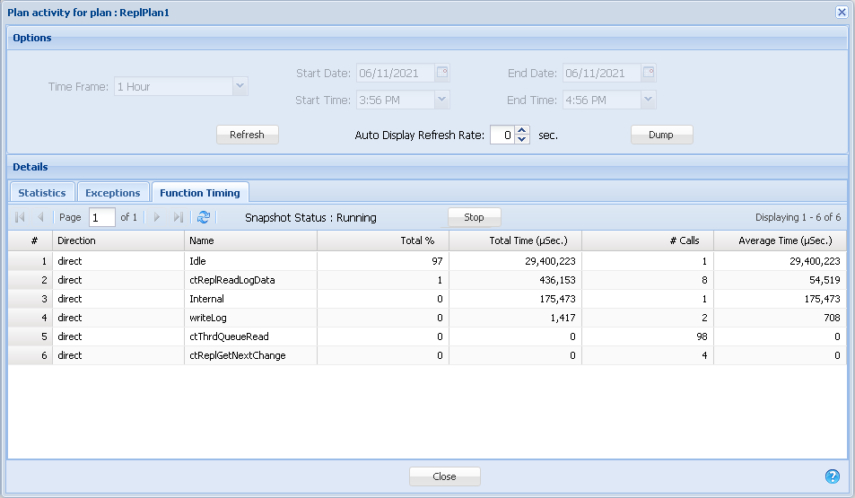 Function Timing tab