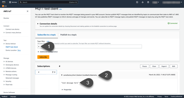 AWS MQTT test client