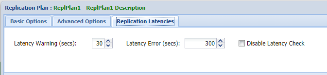 Replication Latencies Tab