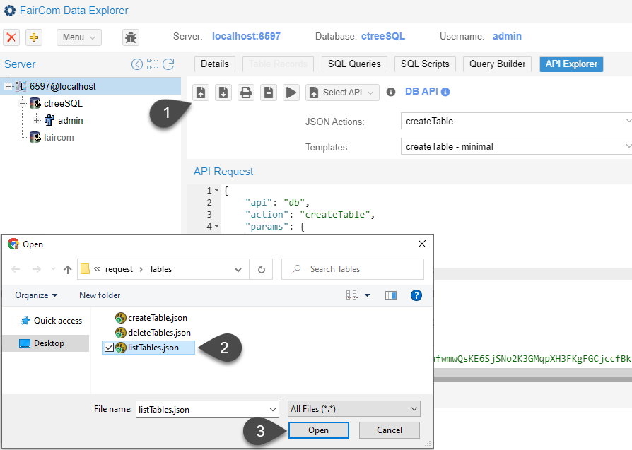 Upload JSON example from a disk