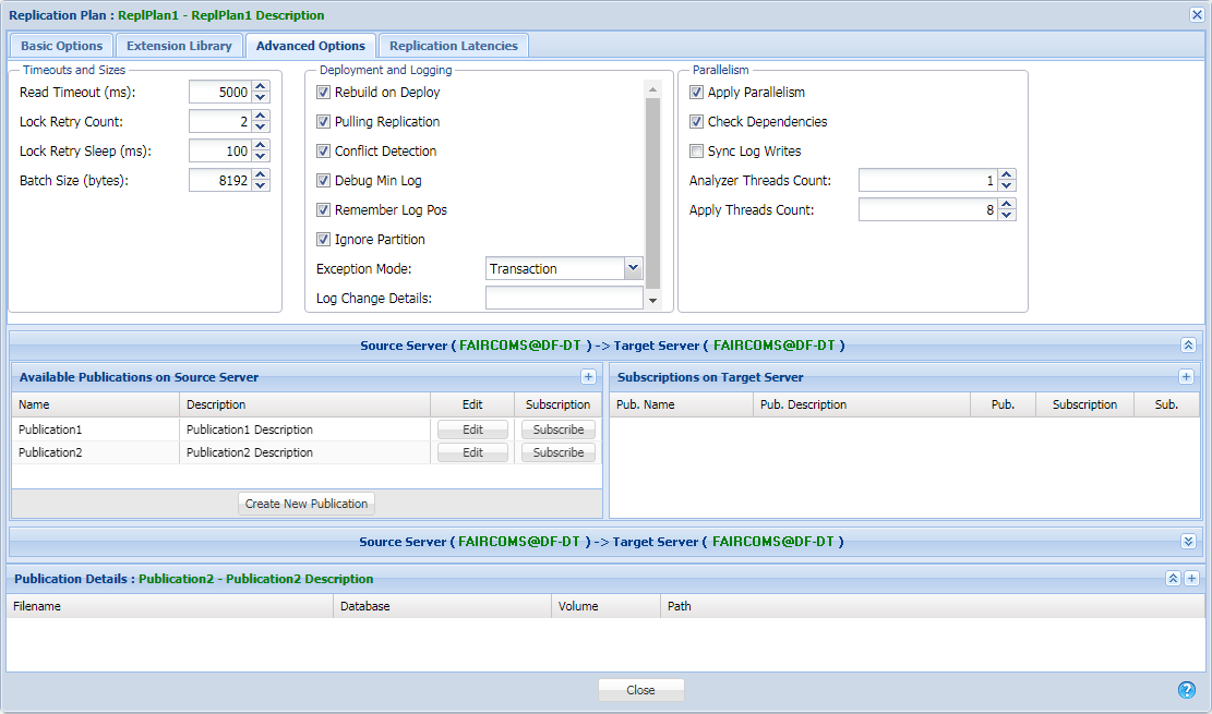 Advanced Options tab