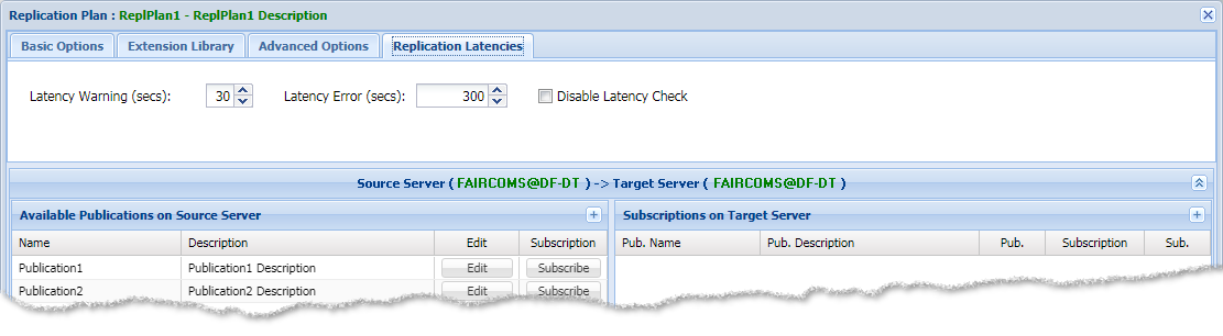 Replication Latencies tab