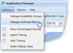 Replication Manager menus