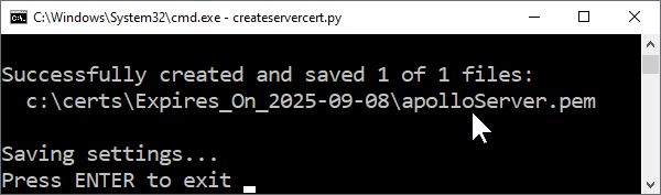 Screenshot of saving the apolloServer.pem file in the MQTT certificate tutorial.