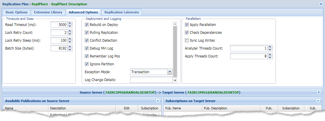 replication plan window